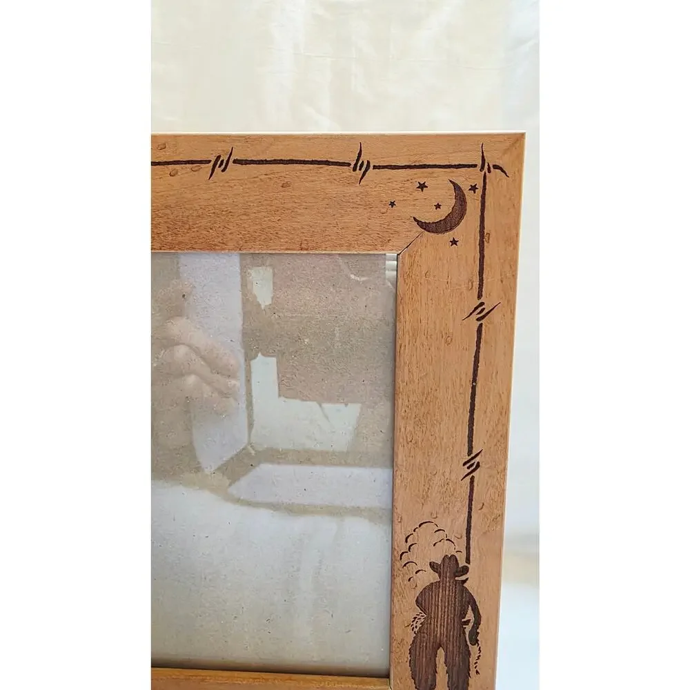 Western Cowboy Horse Wood 5x7 Picture Frame Rustic Southwest Cabin Lodge Decor